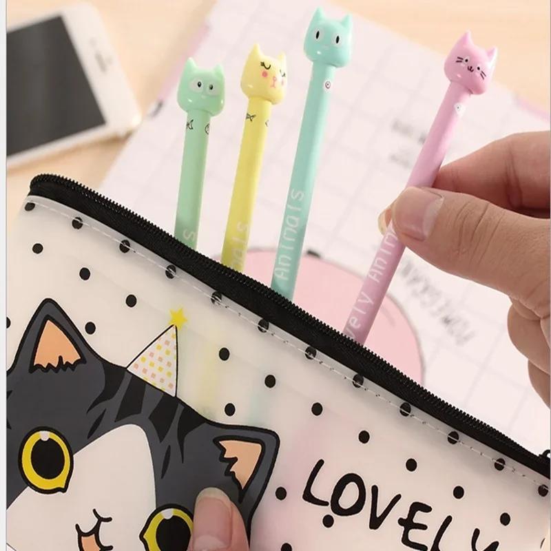 5PCS/lot Cute Multicolor Animal Lovely Cat Kitty Ball Point Pen Stationary Kids Students Kawaii Office School Writing Supplies