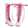 60cm Doll Lace Up Boots Girls Kid Exquisite Doll Boots Shoes Children Toy Accessory(Flat Boots Pink )