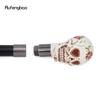 White Resin Red Flower Skull Head Walking Cane Fashion Decorative Steel Stick Gentleman Elegant Cosplay Cane Knob Crosier 94cm