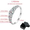 1.42cttw D VVS Moissanite Engagement Rings for Women 7 Gem Sparkling Lab Diamond Wedding Band with Certificate 925 Silver