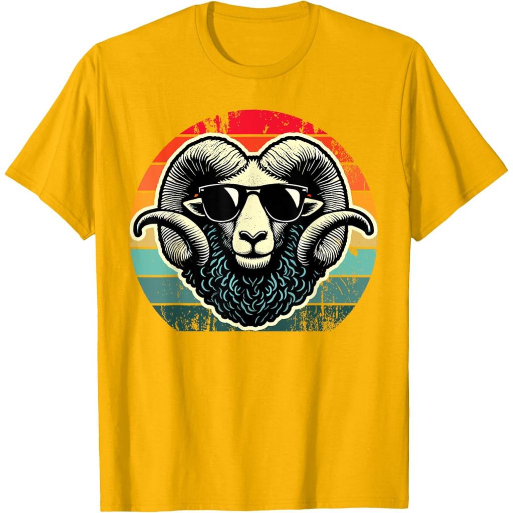 Retro Ram Head Graphic Tee Men Women Unisex Vintage Cool Animal T-Shirt