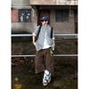 XBRO American Retro Pleated Summer Scimitar Loose Shorts Cargo Pants Cropped Pants Multi-pocket Men's and Women's Wide-leg Pants