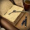 Handmade Green Floral Leather Journal: Vintage Deckle Edge Paper, Antique Key