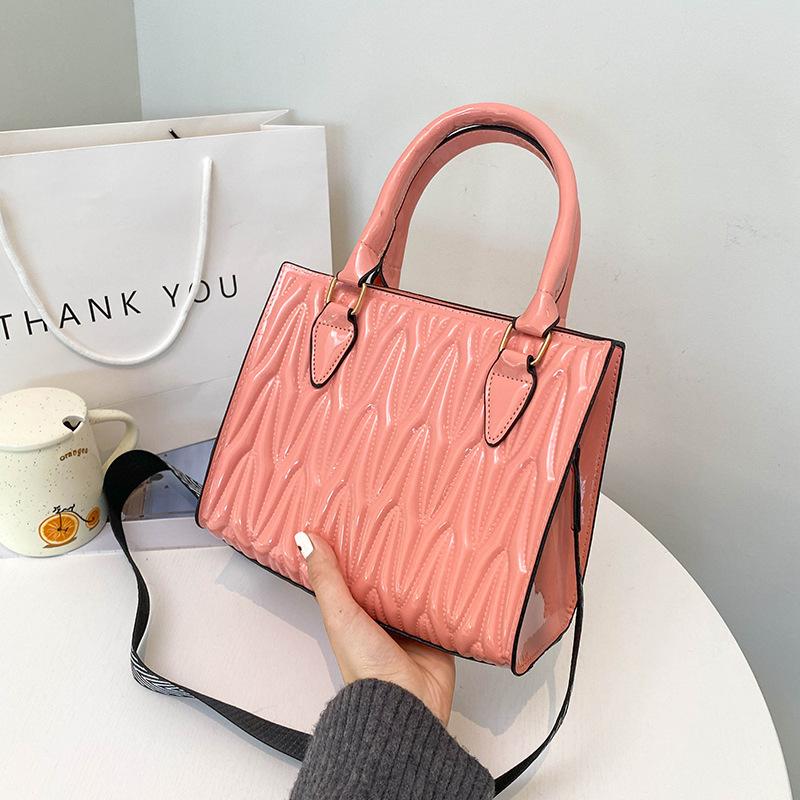 New Women's Shoulder Handbag Fashion Solid Color Casual Wide Shoulder Strap Crossbody Bag PU Large Capacity Ladies Pack