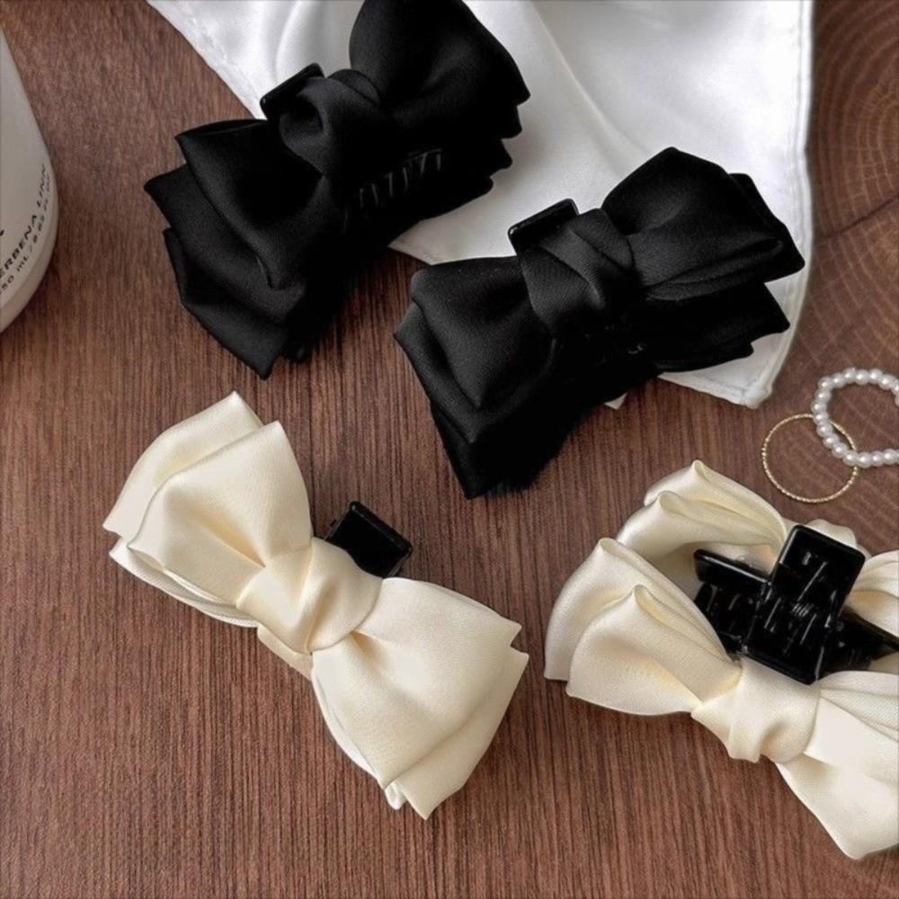 2pcs Sweet Headdress Satin Hair Clips Non-Slip Mini Shark Clip Hair Styling Clip Hair Accessories