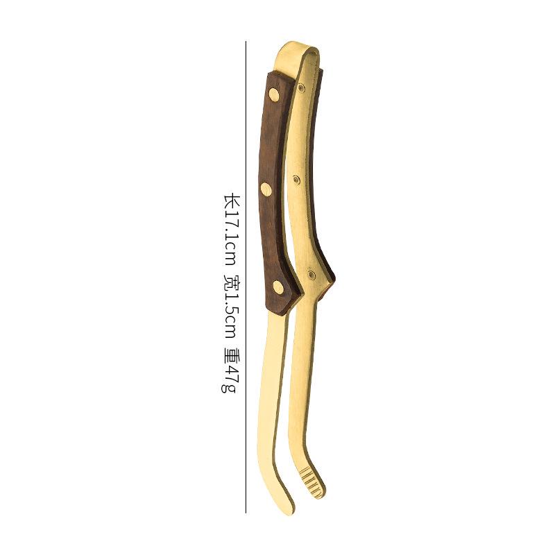Pure Copper Tea Tongs Set: Brass Tweezers for Gongfu Ceremony, Non-slip Cup Holder, Gift Box Included