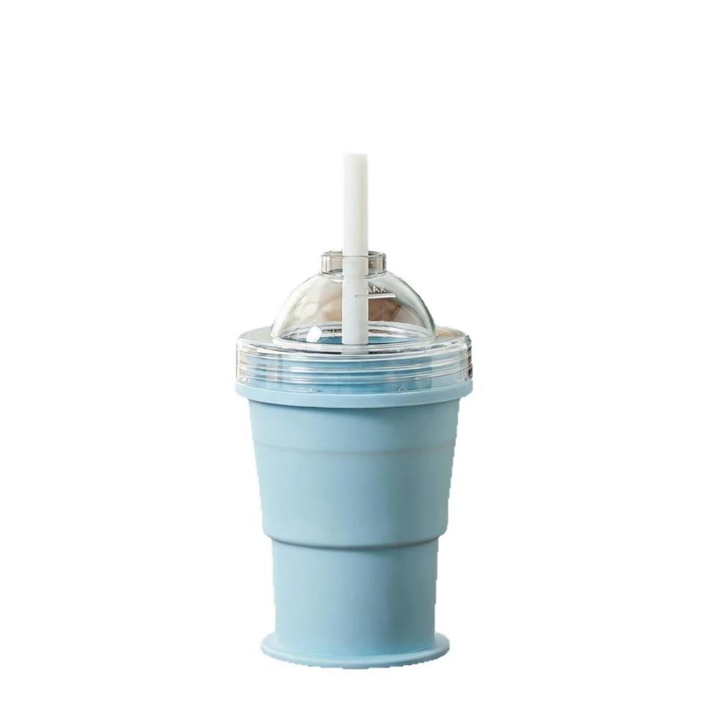 Portable Summer Ice Hockey Cup with Built-in Straw for Fast Ice Making - Silicone, Foldable & Easy to Carry for Outdoor and Home Use