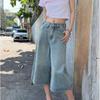 Summer 2025 Women's American Retro High-Waisted Wide-Leg Cropped Jeans