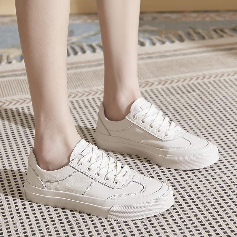 Leren Witte Schoenen Nieuwe Platte Casual Leren Schoenen voor Zwangere Vrouwen Lente en Herfst Enkele Schoenen Verpleegkundigen Instappers Damesschoenen 39