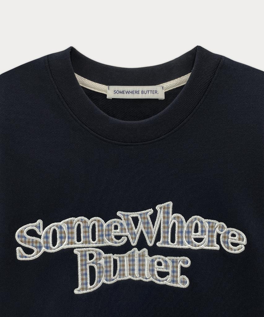 Sseomweeobeoteo Check Wave Logo Sweatshirt - Navy