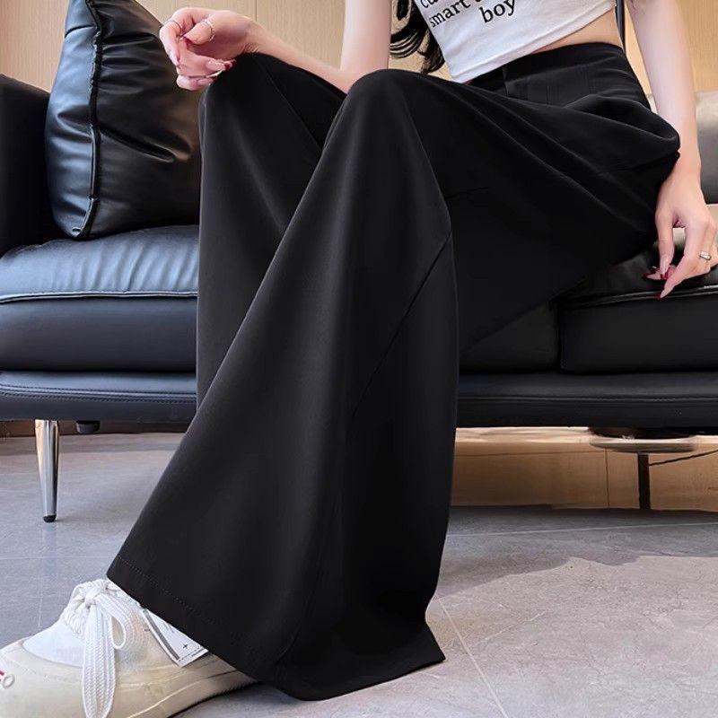 Red Suit Wide Leg Pants Women's Summer Pleated High Waist Slimming Loose Straight Leg Floor Length Casual Pants Skirt