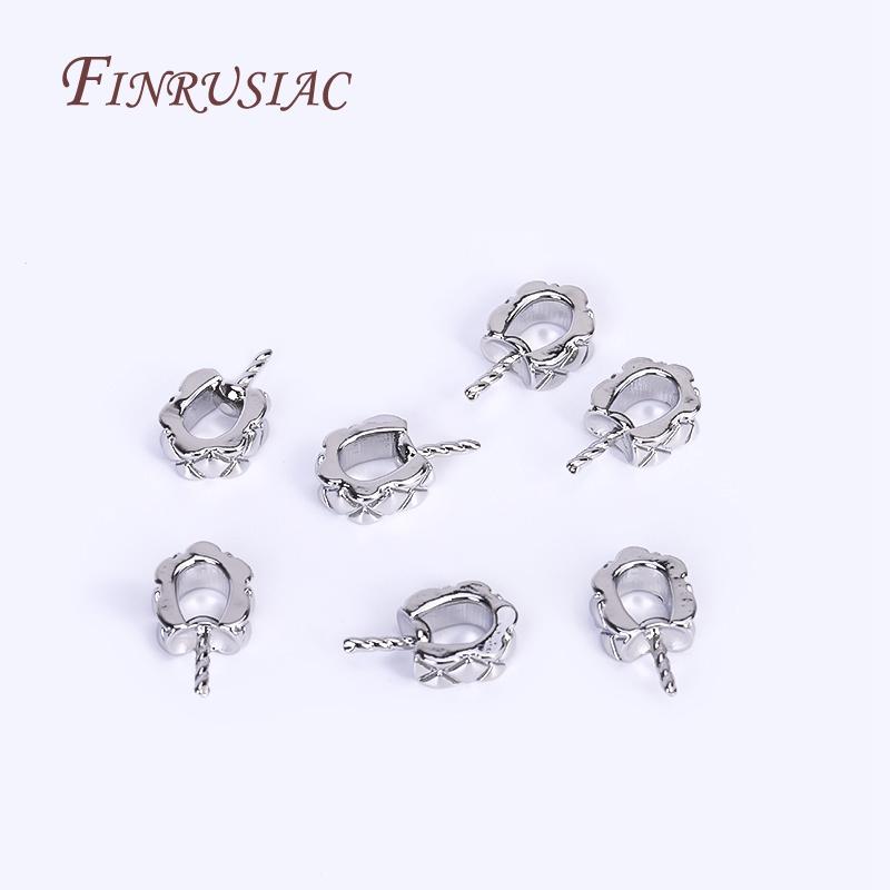 18K Gold Plated Stripes Pearl Pendant Mounting,Beads End Caps Peg Bails,Suitable For DIY Pearl Pendants Making