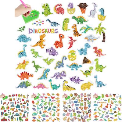 4 Stück bunte Cartoon-Dinosaurier-Form, Diamant-Malerei-Aufkleber, DIY-Handwerk, handgefertigte Tiere für Kinder