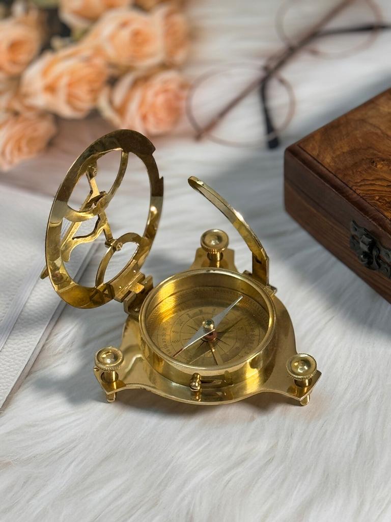 Big 5' Sundial Compass with Wooden Box For Him - Anniversary Gift, Engraved Gift, Husband Gift, Groomsmen Gift, Father Gift