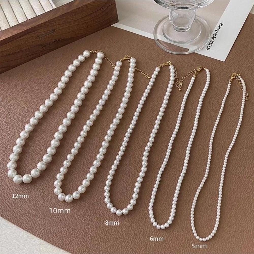 Beads Gray Pearl Necklace Imitation Clavicle Chain New Beaded Choker  Women