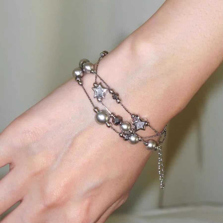 Handmade Star Design Pearl Womens Bracelet With Titanium Steel For Daily Accessories Gift