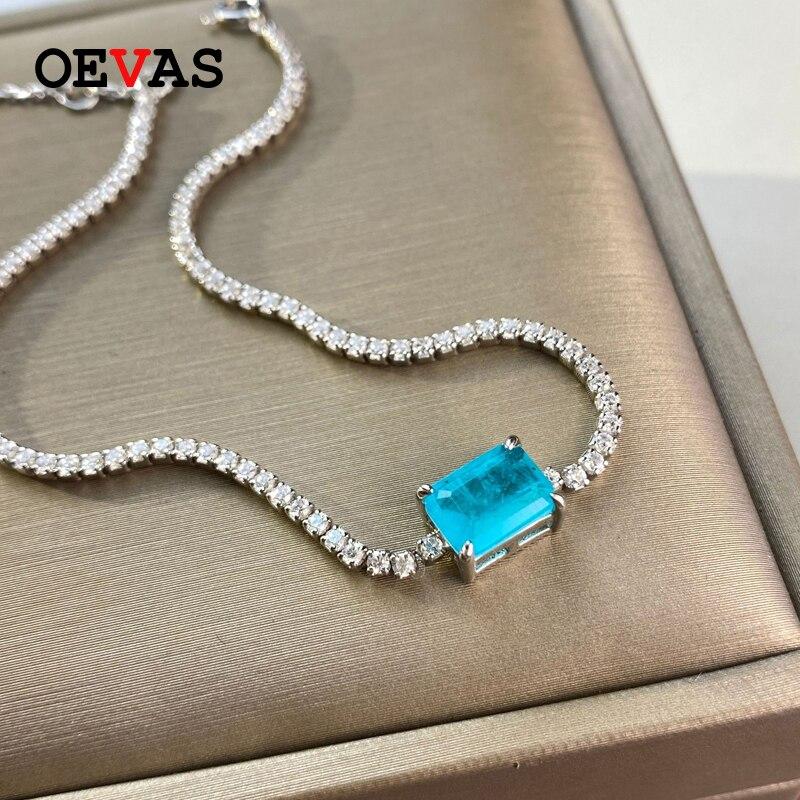 100% 925 Sterling Silver Paraiba Tourmaline Bracelet For Women Sparkling Full High Carbon Diamond Girls Party Fine Jewelry