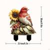 2D Flat Red Bird Decorative Garden Stake Yard Art Decor Colorful Cute Plant Pot for Courtyard