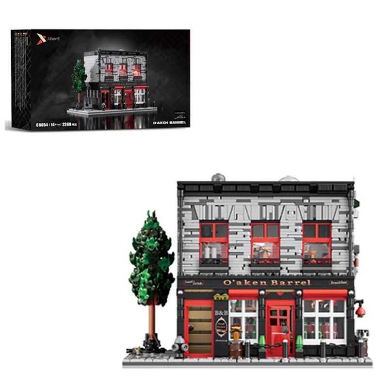2368PCS Vintage Pub Building Blocks Creative Scarlet Tavern Model Bricks Desktop Decoration Diy Toys For Kids Holiday Gifts