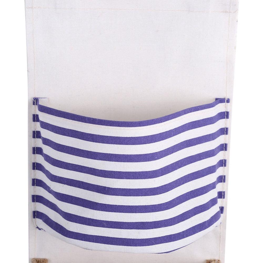 

3Layer Design Hanging Storage Bag Cotton Linen Fabric Wardrobe Hanging Bag Door Hanging синий
