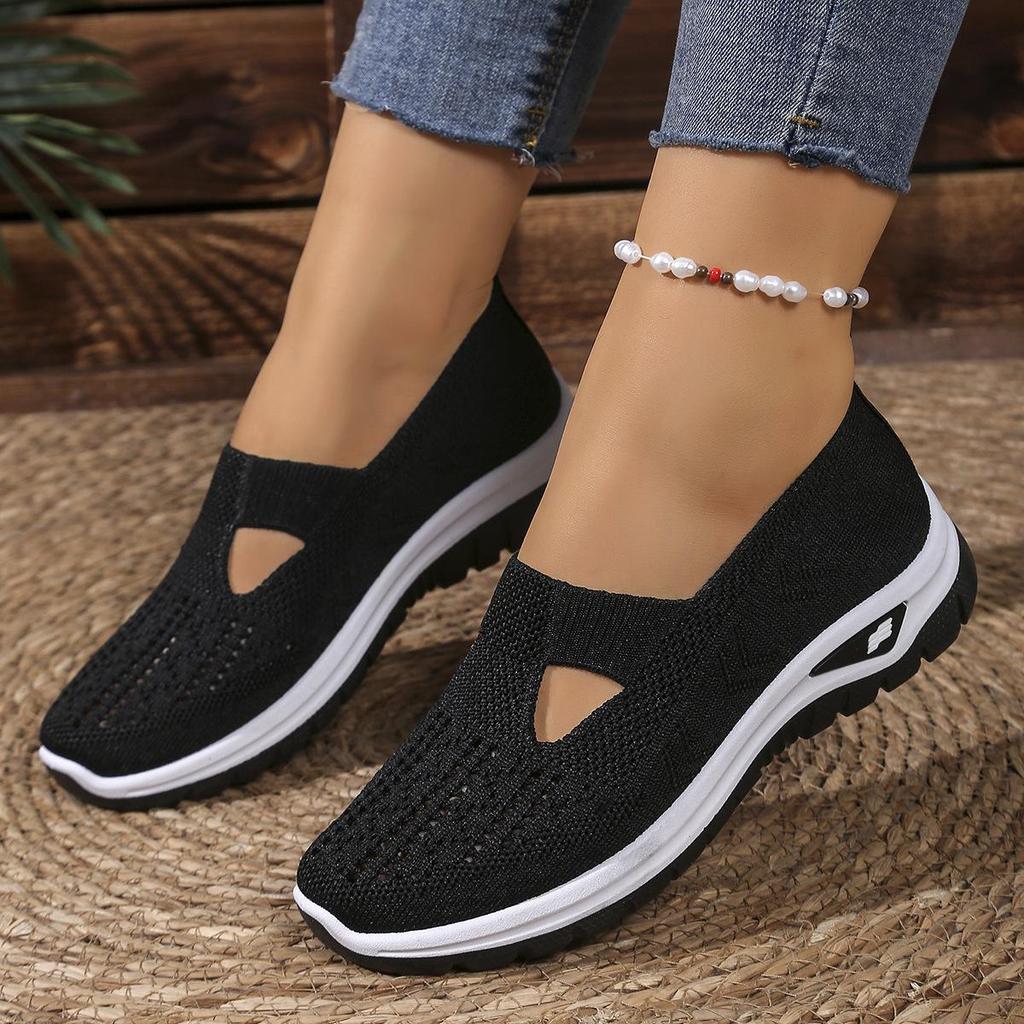 TEMU Übergrößen Freizeit-Loafer: Bequeme atmungsaktive Strick-Mesh-Schlupfschuhe für Mütter