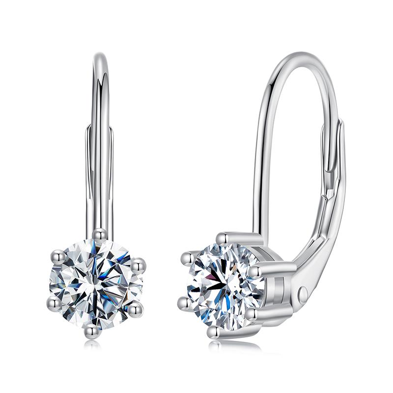WOSTU 1CT Moissanite Wedding Huggie Drop Earrings 925 Sterling Silver Lab Diamond Hoop Earring For Women Simple Party Gift