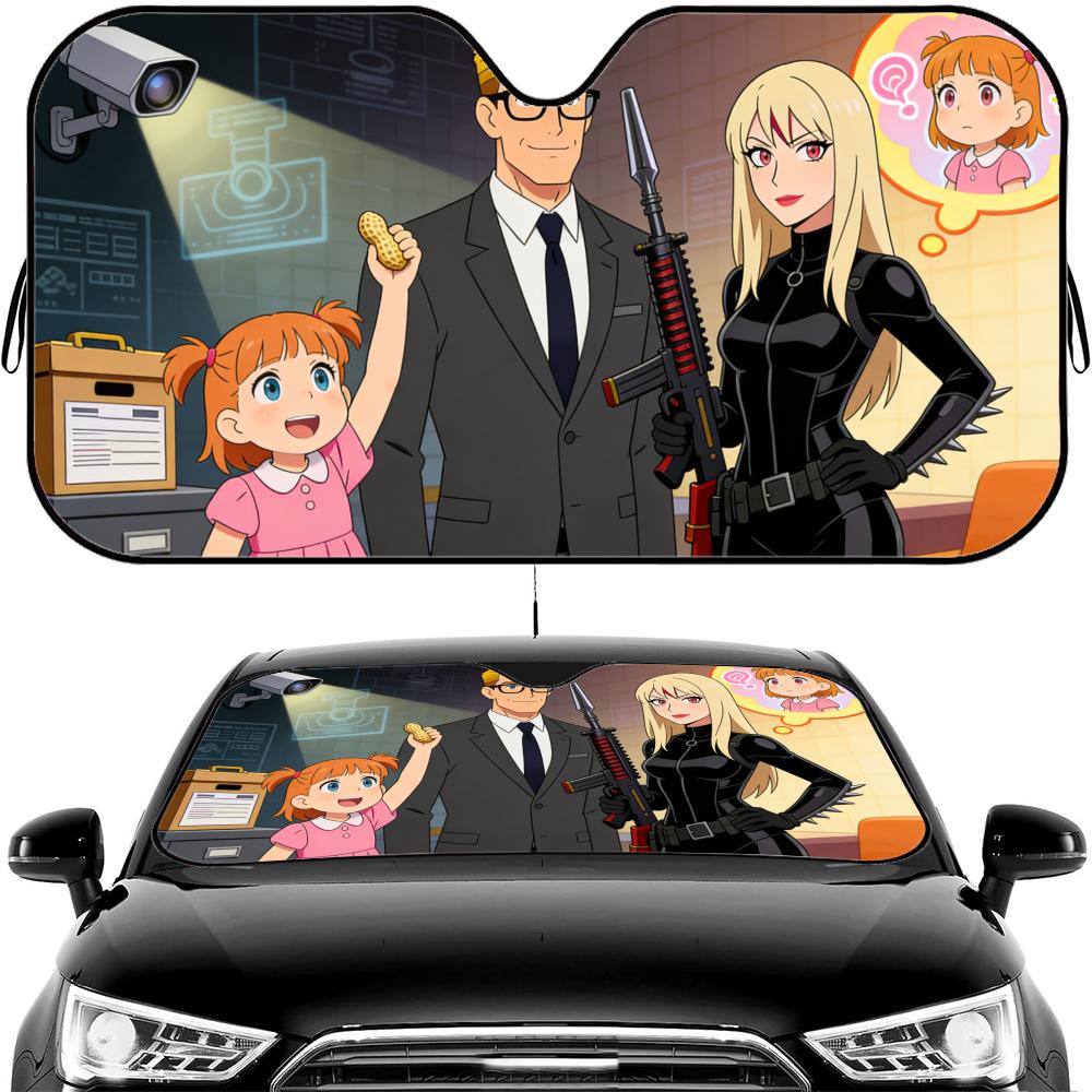 Anime S-Spy X Family Sun Visor Car Windshield Sun Shade Front Window Sunshade UV Block Heat Insulation Cover Parasol