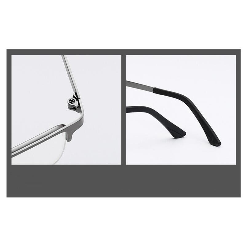 Semi-Rimless Anti Blue Rays Square Myopia Glasses Finished Women Men Metal Student Prescription Eyeglasses 0 -0.5 -0.75 To -6.0