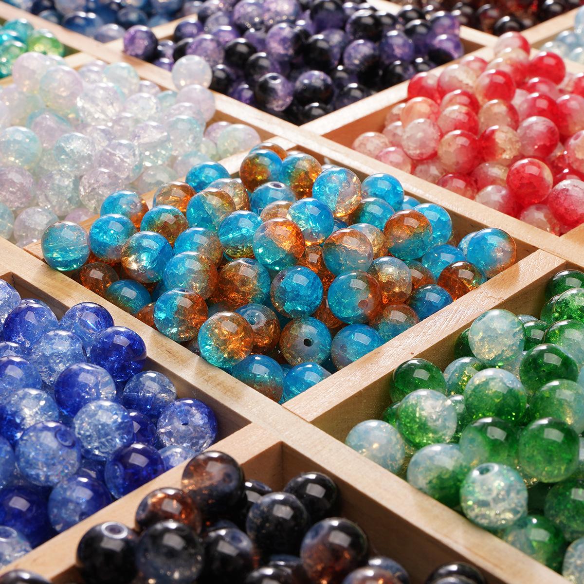 

Crackle Bicolor Beaded Glass Bracelet DIY Jewelry Accessories 10mm, Approx. 1.5mm hole, 20 pcs/pack темно-синий/розовый