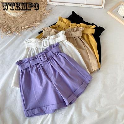 Kinder Hosen Sommer Mädchen Casual Kinder Shorts Sommer Lose Feste Hohe Taille Gefaltete Rüschen Shorts Gürtel Hosen