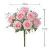 Rose Flower Bouquet Artificial Silk Wedding Decor Gift For Bridesmaids