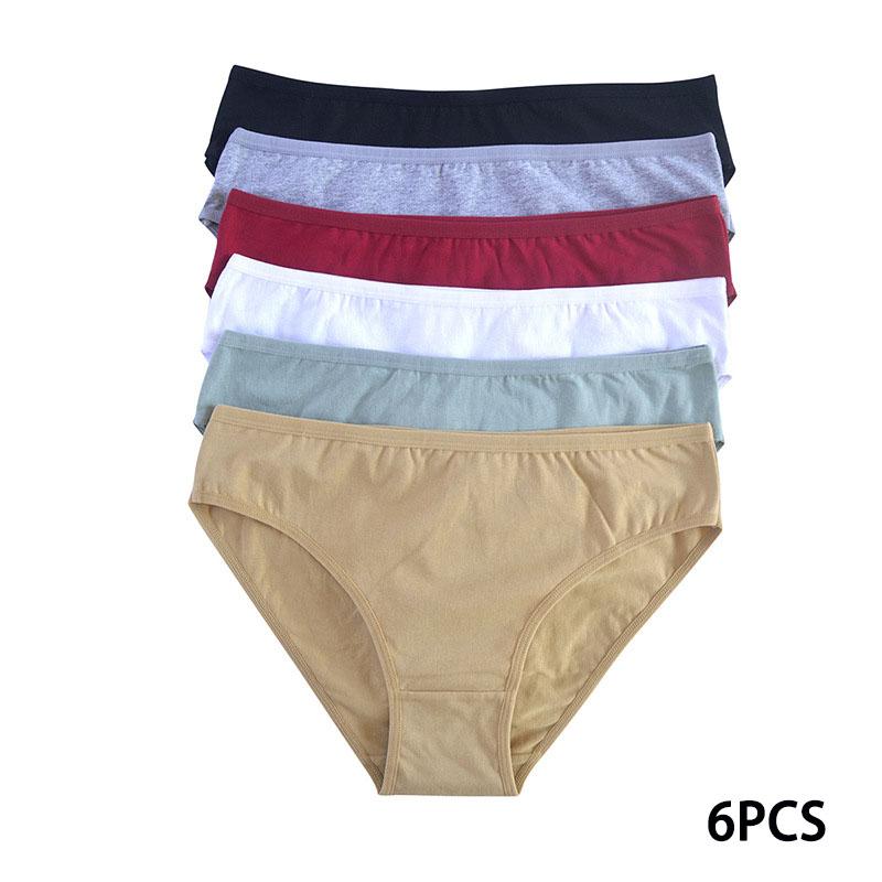 

5 шт. женские трусики из чистого хлопка со средней талией в европейском и американском стиле больших размеров XL