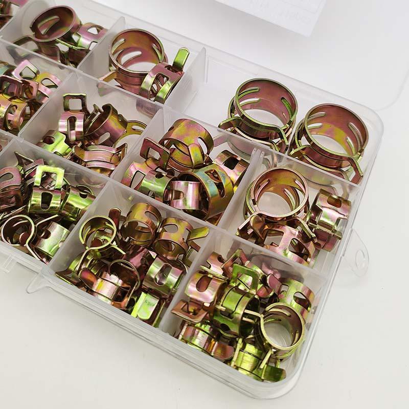115pcs Electro-galvanized Zinc Hose Clamps 6-22mm for Pipe and Ventilation Mounting