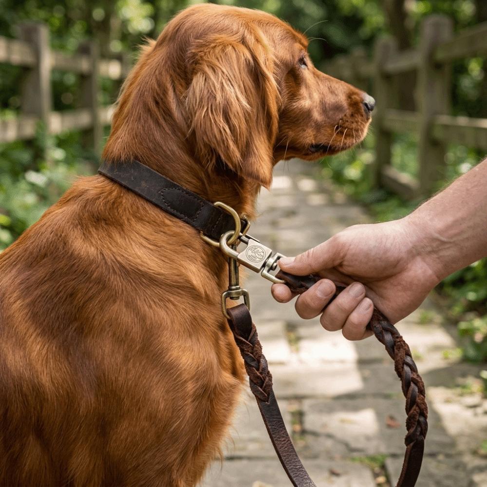 Guinzaglio in Vera Pelle di Mucca per Cani Cinturino Largo Guida da Pastore Viaggio Escursionistico all'Aperto