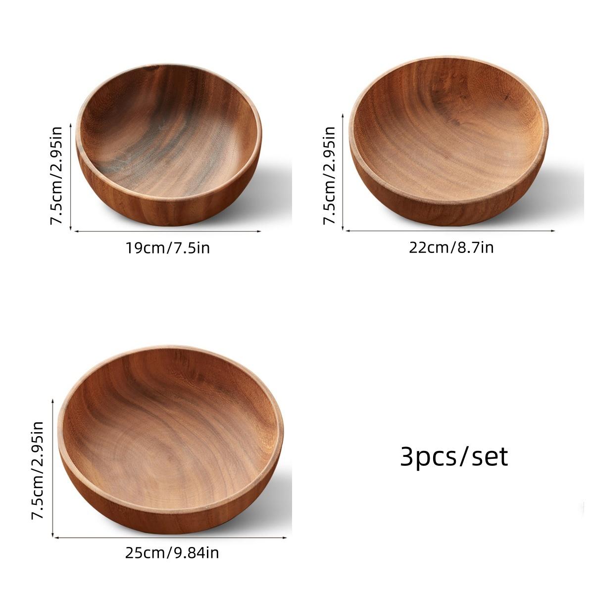 

Деревянные сервировочные миски из акации 3/5 шт. Деревянные миски из акации для фруктов или салатов, закусок. Деревянная миска для соуса, закусок, кухня
