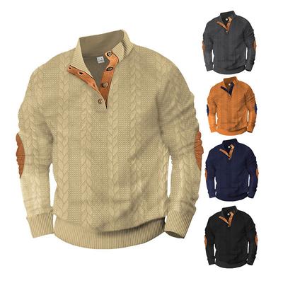 Neuer schwerer Jacquard-Krawattenknopf Henry Herbst und Winter Langarm-Patch-Stickerei-Freizeitpullover für Herren