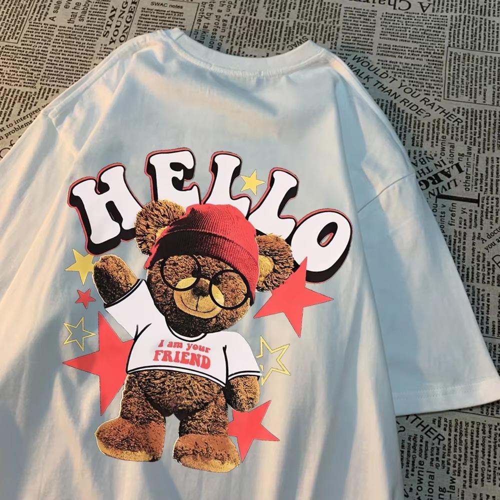 

Привет, я твой друг, плюшевый мишка, футболки для мужчин и женщин, свободные спортивные футболки с круглым вырезом, модные хлопковые футболки S