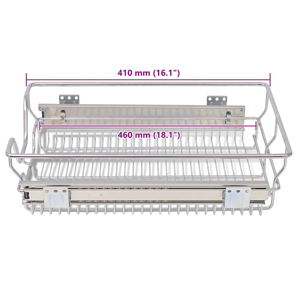 Built in Drawer Basket Slide 2 pcs Silver 400 mm