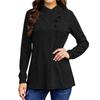 Women's Solid Color Button Long Sleeved T-shirt Loose Pullover Top