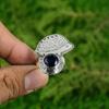 925 Silver Round Tanzanite Quartz Gemstone Trendy Stackable Promise Ring Jewelry