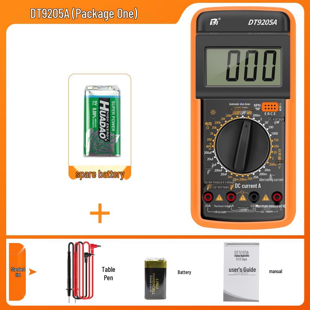 High Precision Anti-Burn Digital Multimeter Electrician's Model DT9205A/9205P-S9205PRO