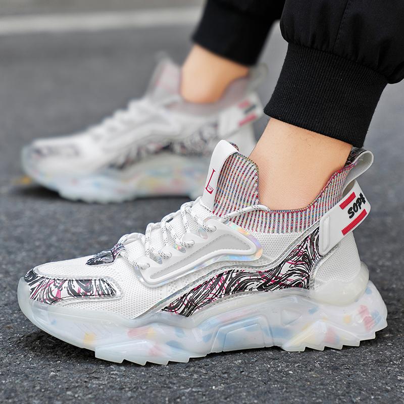 Mens Sports Shoes Are Breathable Autumn Elastic Fashionable Running Shoes and Popular Lightweight Anti Slip Training Shoes