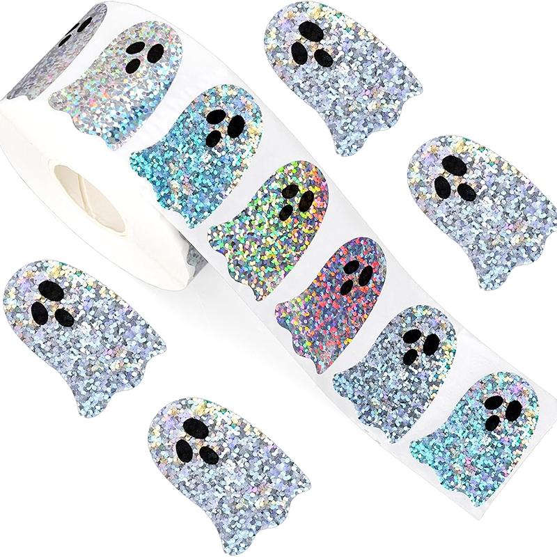 500pcs/Roll Halloween Ghost Stickers Roll Ghost Stickers Decorative Self-Adhesive Paper Decals For Halloween Party Favors