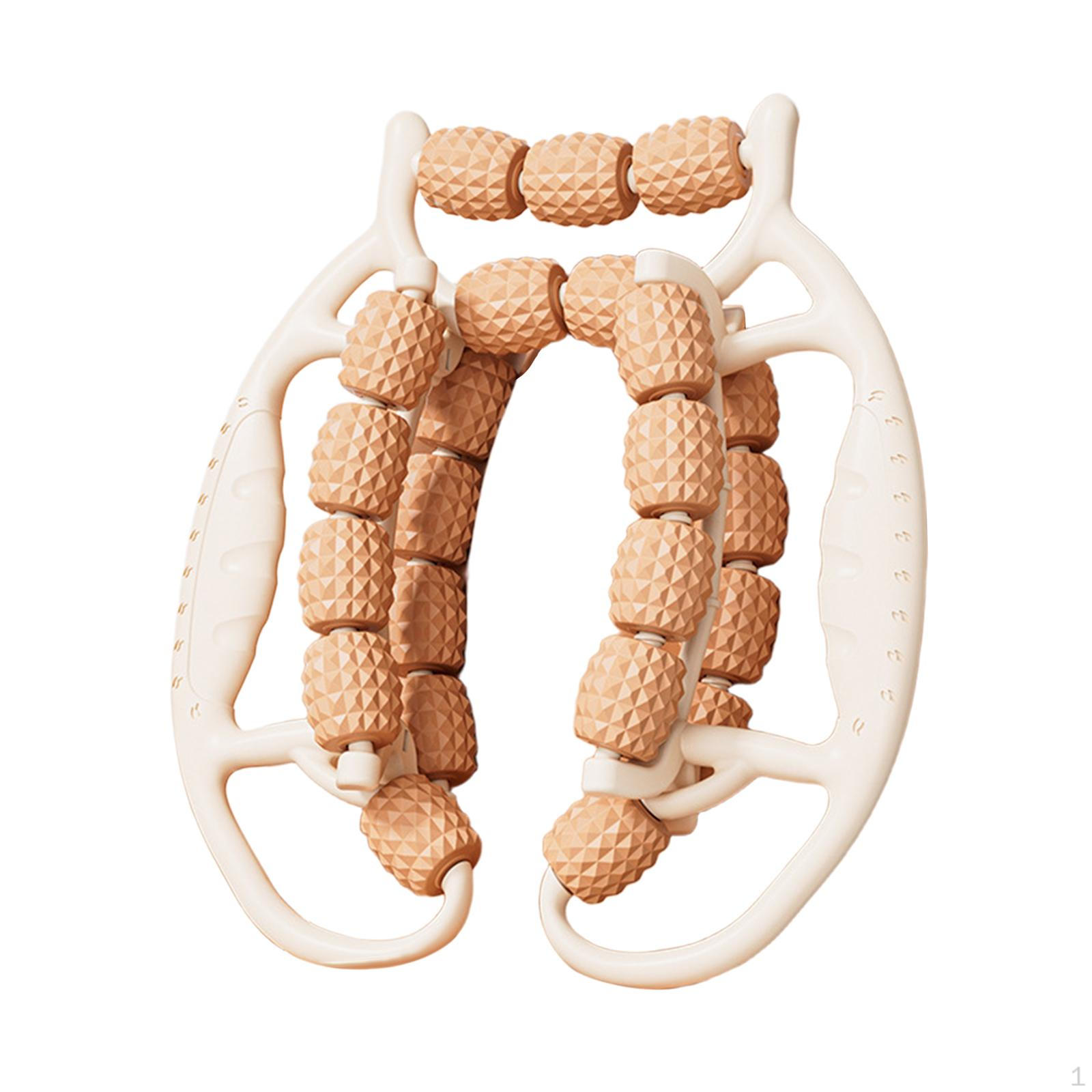 

Массажный ролик 23 колеса Круглый зажим для ног Расслабитель мышц для локтей, бедер, ног коричневый