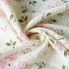 135x50cm Pure Cotton Pink Rose Flower Printed Double-layer Crepe Fabric, Making Kids Blanket, Pajamas DIY Clothing Fabric