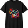 Neon Biplane Paper Retro Mens Womens T-Shirt Vintage Unisex Novelty Gift Tee