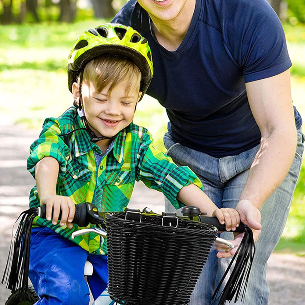 Barn Cykel Front Korg Cykel Hängande Korg Cykel PP Rotting Vävd Korg med Justerbar