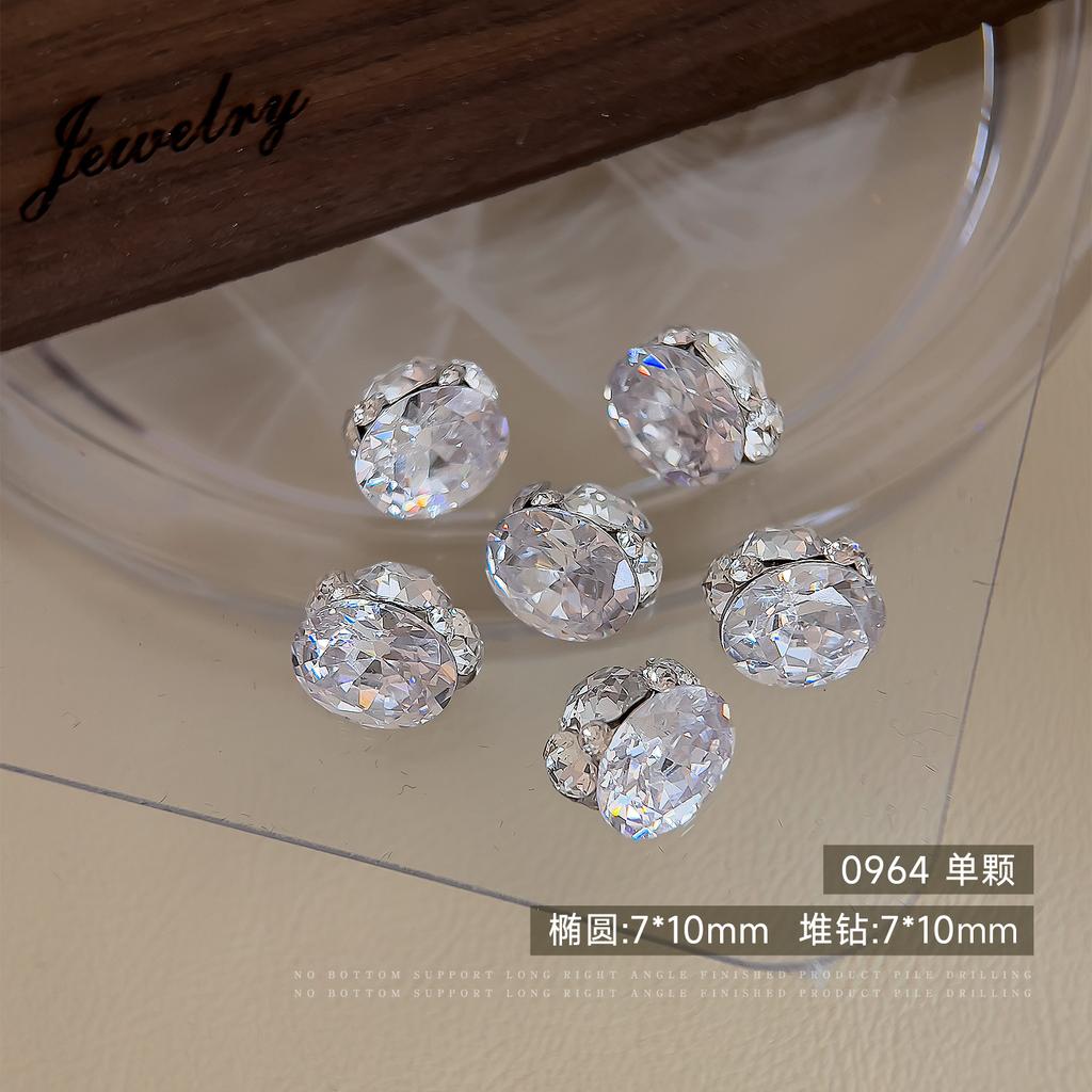 Sparkling Zircon Nail Art Pile Jewelry Light Luxury Versatile Transparent White No Bottom Support Rock Sugar Pigeon Egg Ball Finished Product