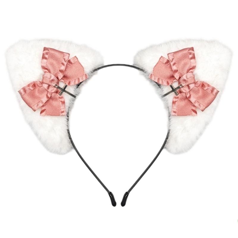 Themed Party Ear Headband with Soft Plush Texture, Ribbon Detail and Hanging Charm for Costume Styling and Photos