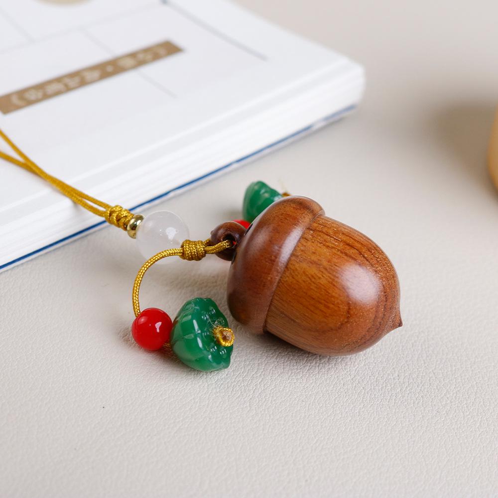 Aromatherapy Wooden Acorn Solid Perfume Balls with Glass Lotus Pod